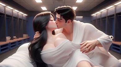 Cartoon Football Girl Destroyed in Locker Room with Big Tits