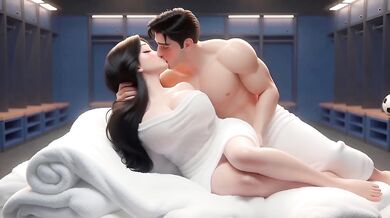 Cartoon Football Girl Destroyed in Locker Room with Big Tits