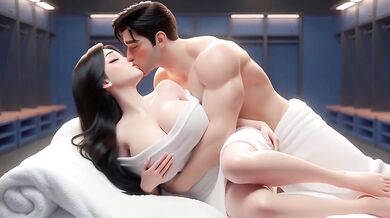 Cartoon Football Girl Destroyed in Locker Room with Big Tits