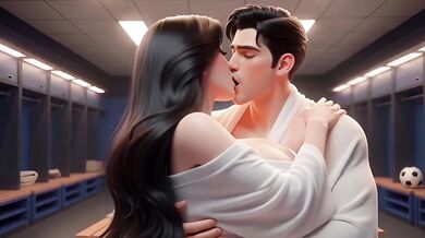 Cartoon Football Girl Destroyed in Locker Room with Big Tits