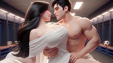 Cartoon Football Girl Destroyed in Locker Room with Big Tits