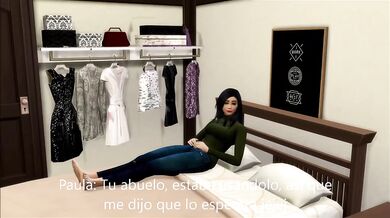 Grandpa Destroyed Brunette Friend Gushing FFM Threesome Sims 4