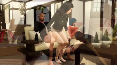 Grandpa Destroyed Brunette Friend Gushing FFM Threesome Sims 4