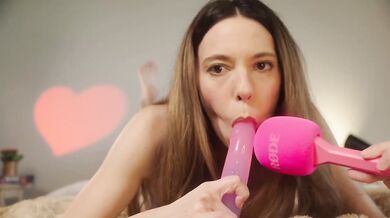 Braces ASMR Mouth Sounds And Up Close Dildo Sucking Sloppy Messy Blowjob Brunette Milf Amateur POV