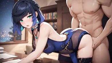 Yelan Bent Over Desk Fucked Hard Private Office Extreme Genshin Impact Hentai