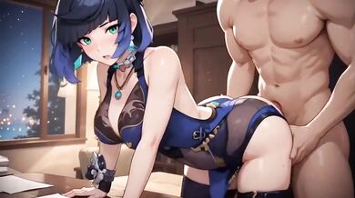 Yelan Bent Over Desk Fucked Hard Private Office Extreme Genshin Impact Hentai