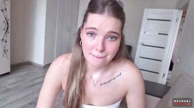 Blonde Stepdaughter Earns Money for Vacation and a Kind Stepfather Will Help with Hard Rough Sex and Cum on Pussy