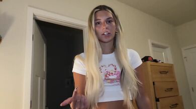 My 18 Year Old Blonde Stepsister Caught Me and Gave Amateur Blowjob With Facial Cumshot