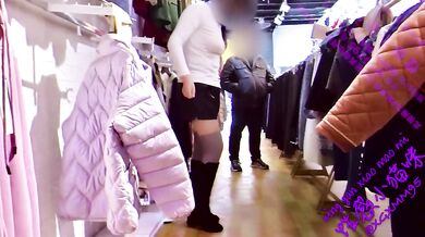 Public BBW Amature Choked Exposed Silk Stockings Skirt
