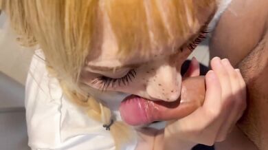 Blonde Amateur Delivers A Hot Deepthroat Blowjob Destroyed Gushing Choked