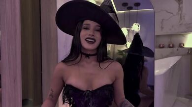 Horny Little Witch Plays With Dildo On Halloween Night Carolina Guerrero Destroyed Gushing Choked