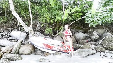 Hot Russian Pornstar Monika Fox Masturbates On Beach Near Kayak Flashes Big Tits And Nipple Piercing