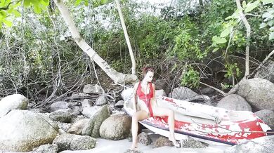 Hot Russian Pornstar Monika Fox Masturbates On Beach Near Kayak Flashes Big Tits And Nipple Piercing