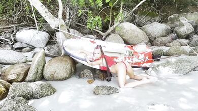 Hot Russian Pornstar Monika Fox Masturbates On Beach Near Kayak Flashes Big Tits And Nipple Piercing