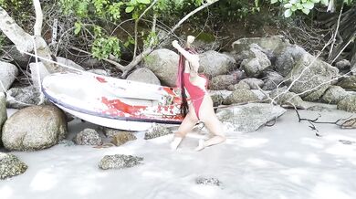 Hot Russian Pornstar Monika Fox Masturbates On Beach Near Kayak Flashes Big Tits And Nipple Piercing