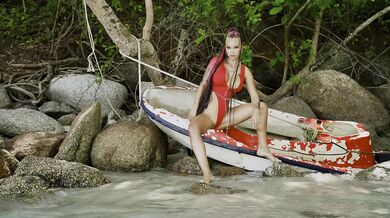 Hot Russian Pornstar Monika Fox Masturbates On Beach Near Kayak Flashes Big Tits And Nipple Piercing