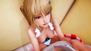 Waifu Academy Asuka Destroyed Me with Hot Blonde College Teen Standing Creampie