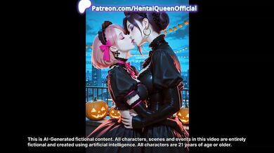 Halloween Lesbian Couple Strap-On Sex Destroyed Gushing Choked Oiled Big Tits Big Ass Outdoor Latex