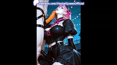 Halloween Lesbian Couple Strap-On Sex Destroyed Gushing Choked Oiled Big Tits Big Ass Outdoor Latex
