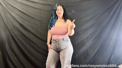 Goth Blue Haired BBW MILF Smoking Fetish Destroyed