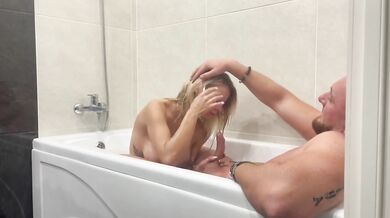 Passionate Bathroom Sex With Blonde Wife Gushing After Deep Throat And Pussy Eating