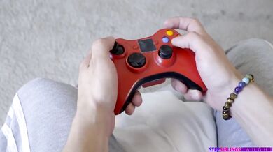 Petite Two Stepsisters Destroy Gamer With Cumshot FFM Threesome And Squirting Pussy Licking Hardcore Handjob