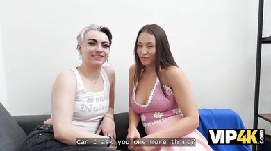 Vip4k Lesbians Licking Pussies In Front Of A Stranger For Money Destroyed Gushing Choked