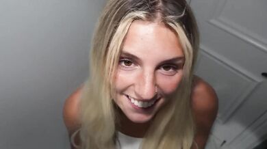 College Freshman Blonde Teen Destroyed By Blowjob Cum Facial At Frat House