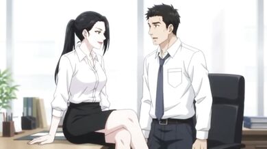 Office secretary seduces boss for anal blowjob and squirt while fucking with stockings