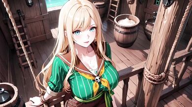 Blonde Pirate In Green Top Kneels On Sunlit Bed Shy Glance Fixing Collar Lazy Beer Bar Counter Cleavage Destroyed Gushing Choked Female Orgasm Verified Amateur HD