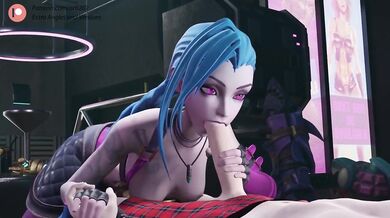 Jinx League of Legends Destroyed with Deepthoat Blowjob Handjob
