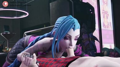 Jinx League of Legends Destroyed with Deepthoat Blowjob Handjob