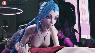 Jinx League of Legends Destroyed with Deepthoat Blowjob Handjob