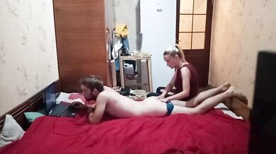 Russian Blonde Mistress Femdom Fucks Boy With Huge Strapon Slow Deep Anal