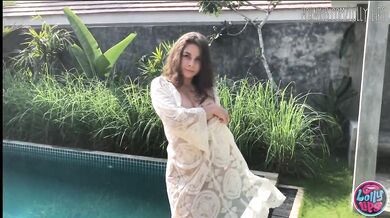 Latina babe striptease near pool then fucked quietly so neighbors wouldn't hear with big tits and russian homemade missionary pov blowjob doggy shower perfect body
