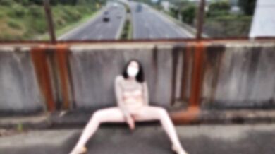 Bold Japanese Mom Masturbates With Dildo On Highway Standing Outside Exposed