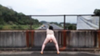 Bold Japanese Mom Masturbates With Dildo On Highway Standing Outside Exposed