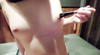 I Stroke My Nipples With a Brush and Cum Hard as Nipple Play Goes Wild