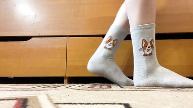 Cute Socks Destroyed By Feet Worship Gushing White Toes