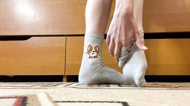 Cute Socks Destroyed By Feet Worship Gushing White Toes