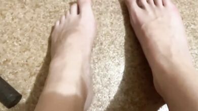 Dirty White Socks And Feet Destroyed After Long Day For Soles Worship
