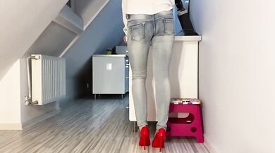 Desperate Piss in Jeans Kitchen Then Piss on Ass Tits and Mouth