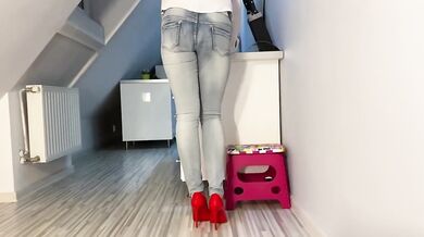 Desperate Piss in Jeans Kitchen Then Piss on Ass Tits and Mouth