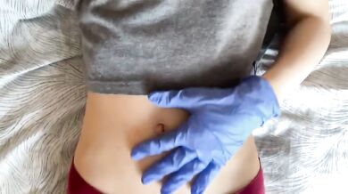 Belly Button Navel Play With Medical Gloves Fingering Amateur Babe