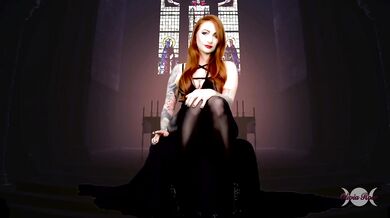 Unholy Executrix Femdom POV Demon Girl Pantyhose Tease High Heels Stiletto Heels Red Head Religious Blasphemy Tattoo Crossed Legs Free Preview