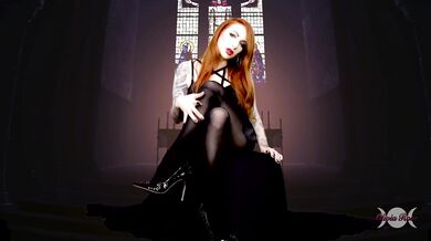 Unholy Executrix Femdom POV Demon Girl Pantyhose Tease High Heels Stiletto Heels Red Head Religious Blasphemy Tattoo Crossed Legs Free Preview