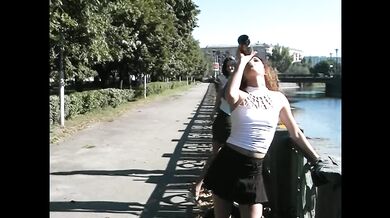 Brunette Babe Provokes Public Fuck With Desperate Pee Dance Strip