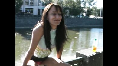 Brunette Babe Provokes Public Fuck With Desperate Pee Dance Strip