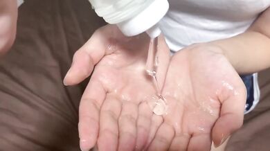 Verified Amateur Japanese Thigh Job Destroyed In Tight Denim Shorts With Foot And Cumshot