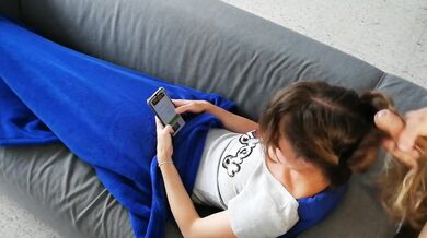 Piss Drenches Long Hair on Sofa While Cumsoaked Face Gushes Messy